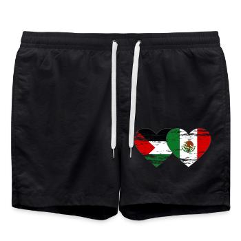 Palestine Mexique drapeau coeur - Short de bain - noir - Devant - AI Model Male 185 light (185cm)