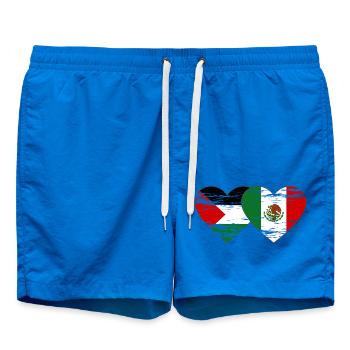 Palestine Mexico Flag Heart - Swim Trunks - cobalt blue - Front