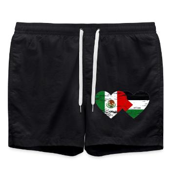 Mexique Palestine drapeau coeur utilisé - Short de bain - noir - Devant - AI Model Male 185 light (185cm)