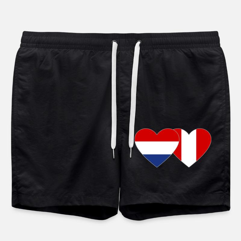 Hollande Pérou drapeau coeur - Short de bain - noir