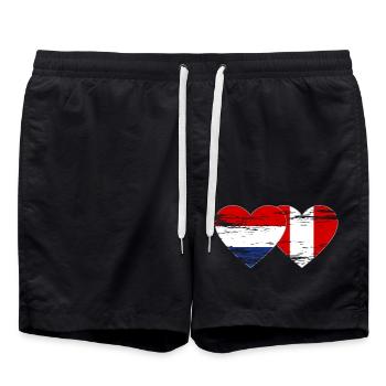 Holland Peru Flagge Herz used - Badeshorts - Schwarz - Vorne - AI Model Male 185 light (185cm)