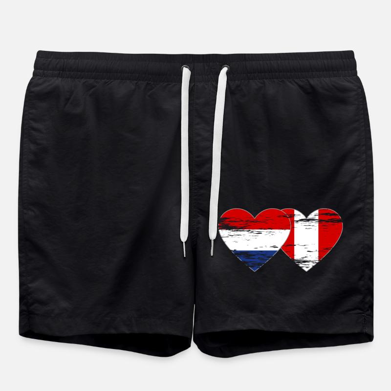 Holland Peru Flag Heart Used - Swim Trunks - black