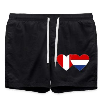 Pérou Hollande drapeau coeur - Short de bain - noir - Devant - AI Model Male 185 light (185cm)