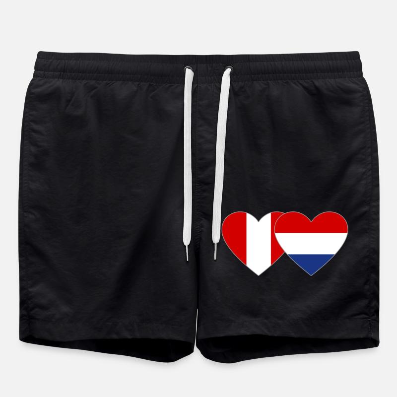 Pérou Hollande drapeau coeur - Short de bain - noir
