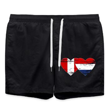 Pérou Hollande drapeau coeur utilisé - Short de bain - noir - Devant - AI Model Male 185 light (185cm)
