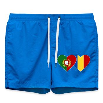Portugal Rumänien Flagge Herz - Badeshorts - Cobalt blue - Vorne
