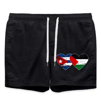 Cuba Palestine drapeau coeur utilisé - Short de bain - noir - Devant - AI Model Male 185 light (185cm)