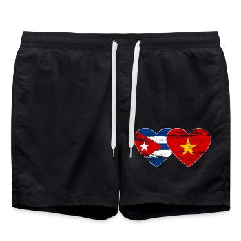 Cuba Vietnam drapeau coeur utilisé - Short de bain - noir - Devant - AI Model Male 185 light (185cm)