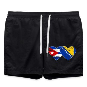 Cuba Bosnie drapeau coeur utilisé - Short de bain - noir - Devant - AI Model Male 185 light (185cm)