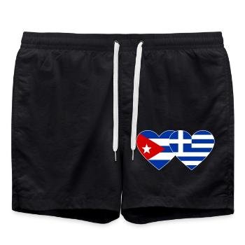 Cuba Grèce Drapeau Coeur - Short de bain - noir - Devant - AI Model Male 185 light (185cm)