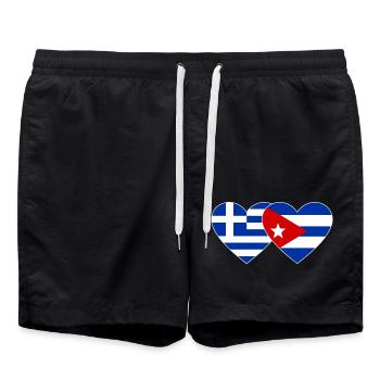 Grèce Cuba Drapeau Coeur - Short de bain - noir - Devant - AI Model Male 185 light (185cm)