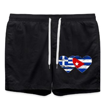 Grèce Cuba drapeau coeur utilisé - Short de bain - noir - Devant - AI Model Male 185 light (185cm)