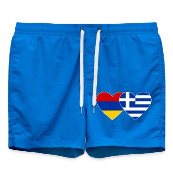 Armenia Greece Flag Heart - Swim Trunks - cobalt blue - Front