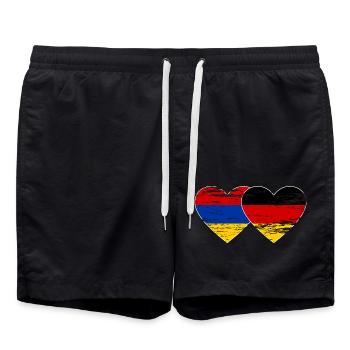 Armenia Germany Flag Heart Used - Swim Trunks - black - Front - AI Model Male 185 light (185cm)