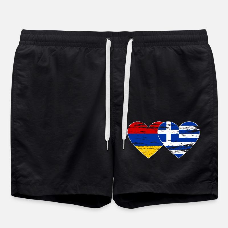 Armenia Greece Flag Heart Used - Swim Trunks - black