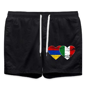 Armenia Italy Flag Heart Used - Swim Trunks - black - Front - AI Model Male 185 light (185cm)