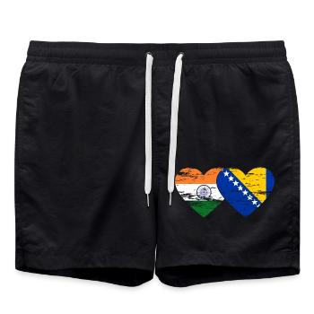 Inde Bosnie drapeau coeur utilisé - Short de bain - noir - Devant - AI Model Male 185 light (185cm)