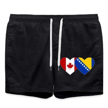 Canada Bosnie drapeau coeur - Short de bain - noir - Devant - AI Model Male 185 light (185cm)