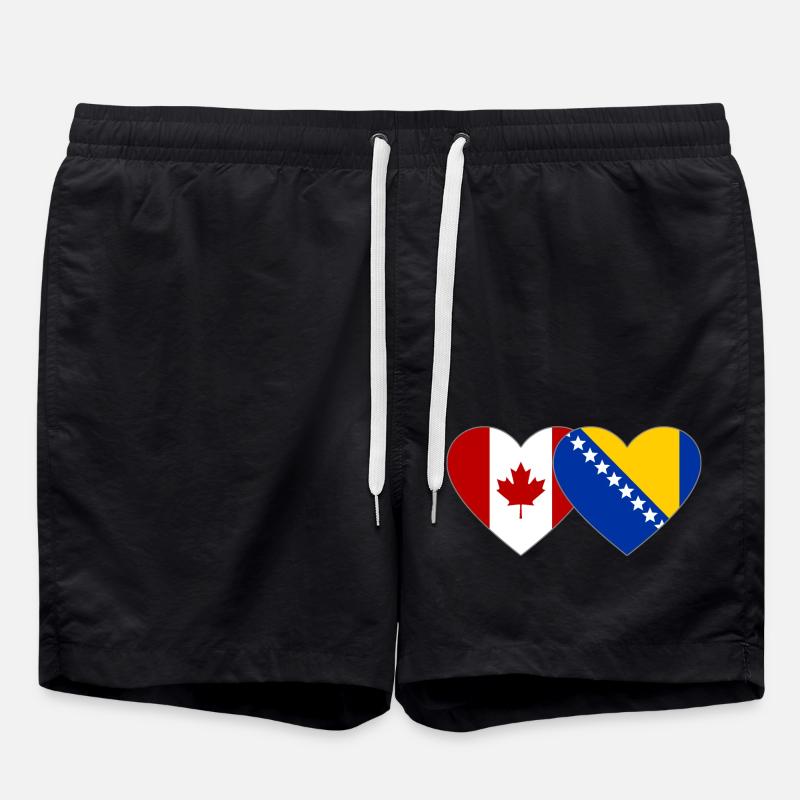 Canada Bosnie drapeau coeur - Short de bain - noir