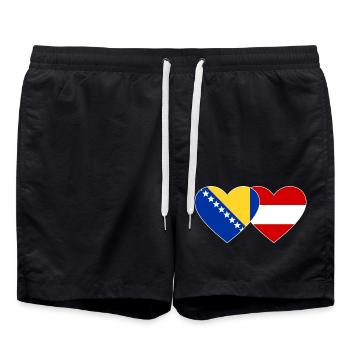 Bosnia Austria Flag Heart - Swim Trunks - black - Front - AI Model Male 185 light (185cm)