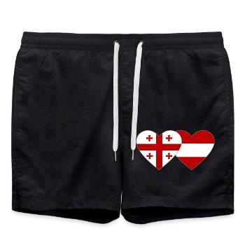 Georgia Austria Flag Heart - Swim Trunks - black - Front - AI Model Male 185 light (185cm)