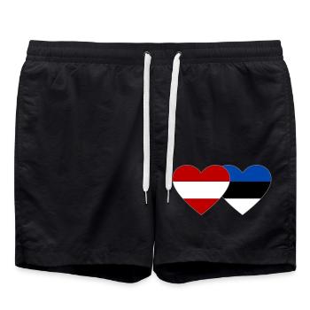 Autriche Estonie Drapeau Coeur - Short de bain - noir - Devant - AI Model Male 185 light (185cm)