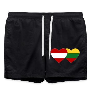 Autriche Lituanie Drapeau Coeur - Short de bain - noir - Devant - AI Model Male 185 light (185cm)