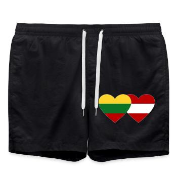 Lithuania Austria Flag Heart - Swim Trunks - black - Front - AI Model Male 185 light (185cm)