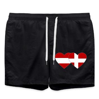 Autriche Danemark Drapeau Coeur - Short de bain - noir - Devant - AI Model Male 185 light (185cm)