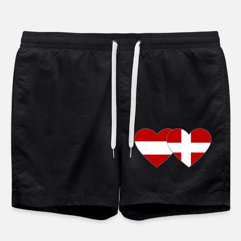 Autriche Danemark Drapeau Coeur - Short de bain - noir