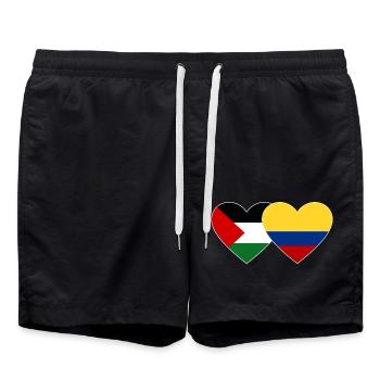 Palestine Colombie drapeau coeur - Short de bain - noir - Devant - AI Model Male 185 light (185cm)