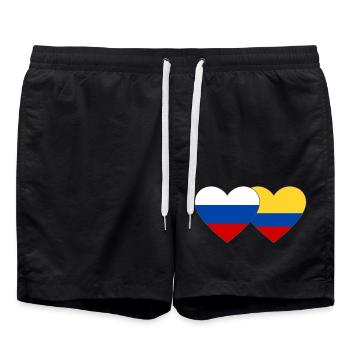 Russie Colombie Drapeau Coeur - Short de bain - noir - Devant - AI Model Male 185 light (185cm)