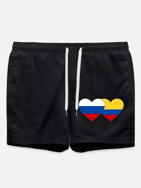 Russie Colombie Drapeau Coeur - Short de bain - noir