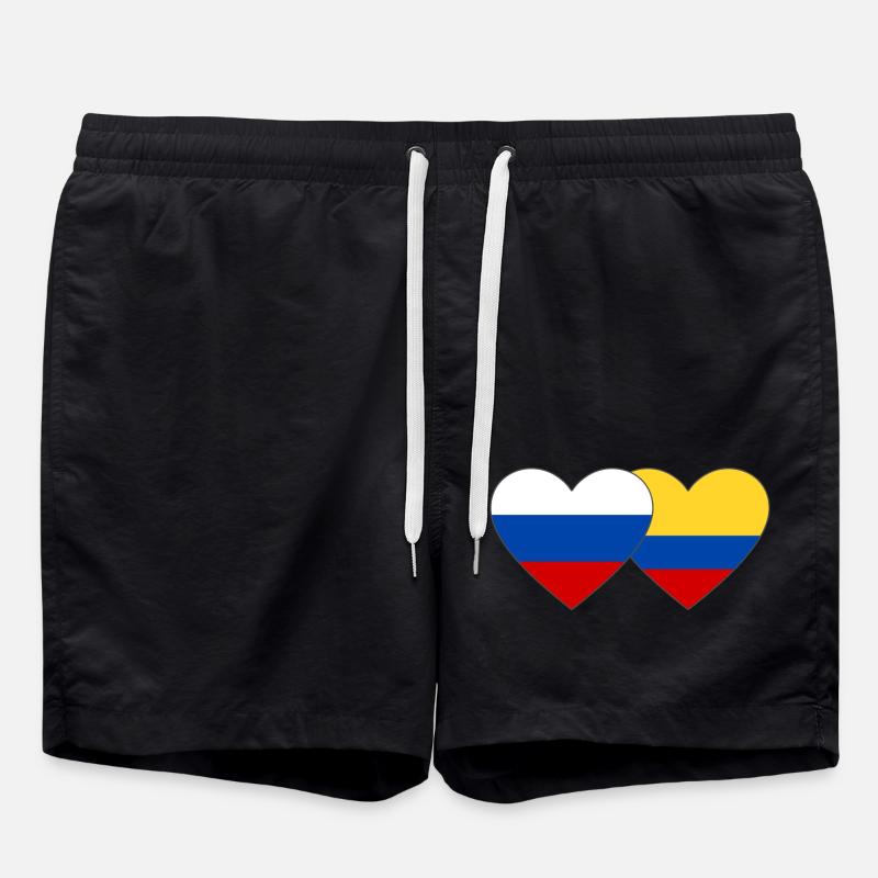 Russie Colombie Drapeau Coeur - Short de bain - noir
