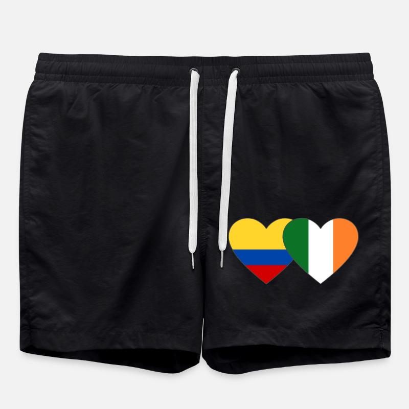 Colombie Irlande Drapeau Coeur - Short de bain - noir