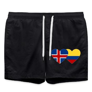 Islande Colombie Drapeau Coeur - Short de bain - noir - Devant - AI Model Male 185 light (185cm)