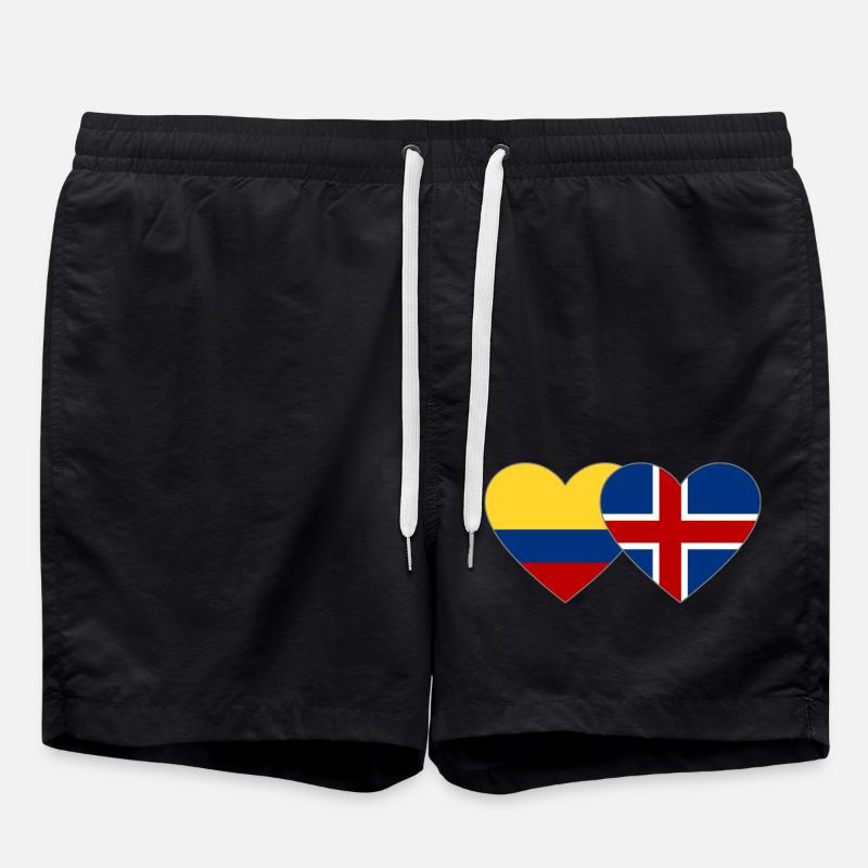 Colombie Islande Drapeau Coeur - Short de bain - noir