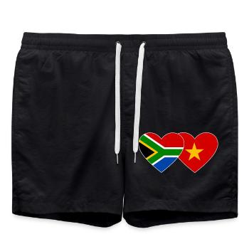 Afrique du Sud Vietnam Drapeau Coeur - Short de bain - noir - Devant - AI Model Male 185 light (185cm)