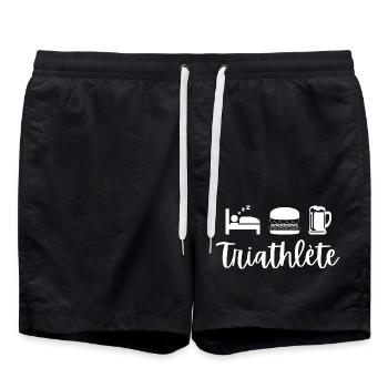 Humour triathlète hamburger bière dormir - Short de bain - noir - Devant - AI Model Male 185 light (185cm)
