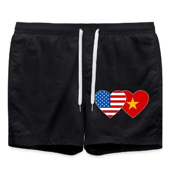 Drapeau du Vietnam des États-Unis - Short de bain - noir - Devant - AI Model Male 185 light (185cm)
