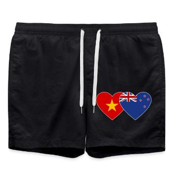 Drapeau Vietnam Nouvelle-Zélande Cœur - Short de bain - noir - Devant - AI Model Male 185 light (185cm)