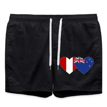 Peru New Zealand Flag Heart - Swim Trunks - black - Front - AI Model Male 185 light (185cm)
