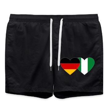Allemagne Nigeria Drapeau Coeur - Short de bain - noir - Devant - AI Model Male 185 light (185cm)