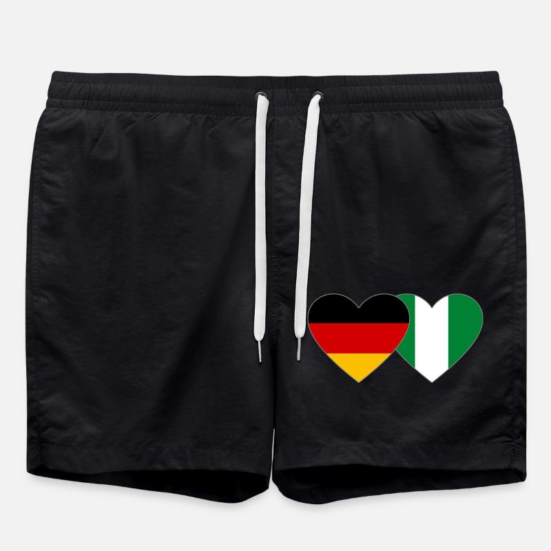Germany Nigeria Flag Heart - Swim Trunks - black