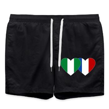 Drapeau du Nigeria France Coeur - Short de bain - noir - Devant - AI Model Male 185 light (185cm)
