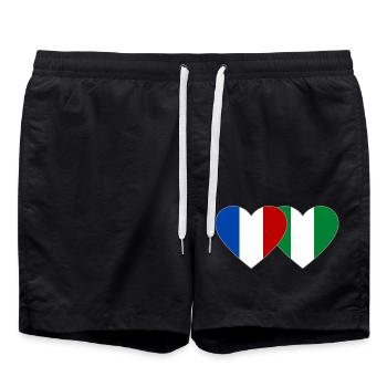 Drapeau France Nigeria Cœur - Short de bain - noir - Devant - AI Model Male 185 light (185cm)