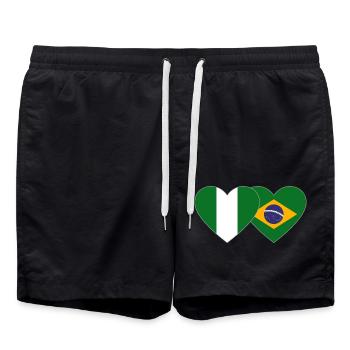 Drapeau du Nigeria Brésil Cœur - Short de bain - noir - Devant - AI Model Male 185 light (185cm)