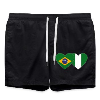 Brésil Nigeria Drapeau Coeur - Short de bain - noir - Devant - AI Model Male 185 light (185cm)