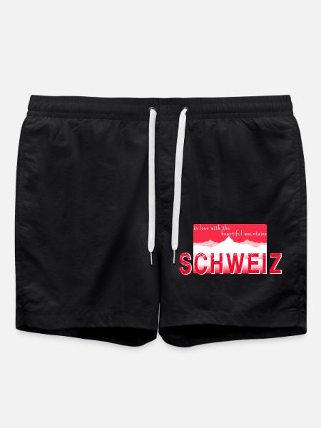 Schweiz Berge - Badeshorts - Schwarz