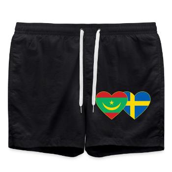 Mauritanie Suède Drapeau Coeur - Short de bain - noir - Devant - AI Model Male 185 light (185cm)